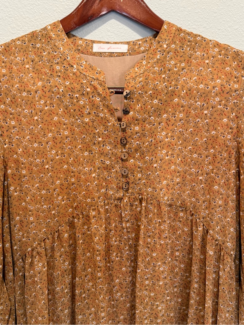 Boho Floral Mini Dress Orange Red Floral Peasant Dress Size M - Picture 4 of 10